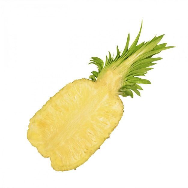 Een halve ananas. Creatieve lay-out van ananas. Plat liggen.