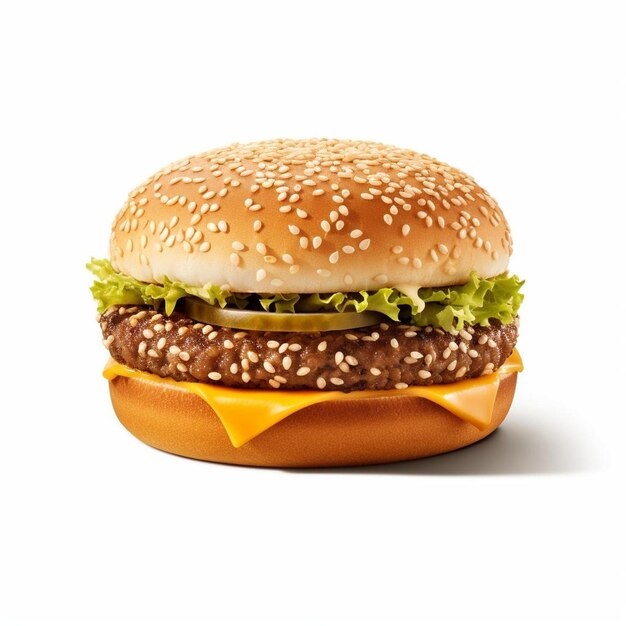 Foto een hamburger met kaas en sla erop