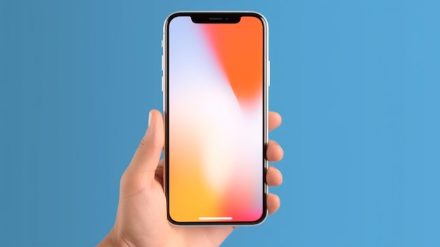 Een hand die een iphone vasthoudt met het scherm uit.