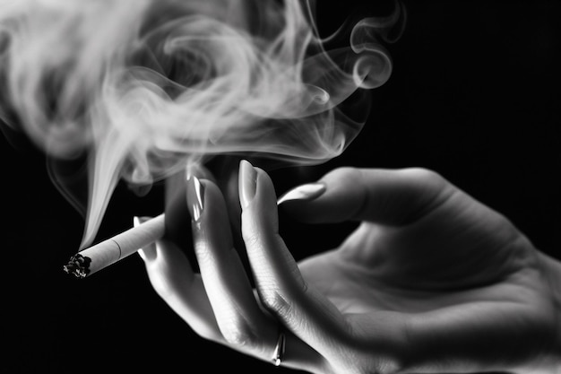 Een hand die een sigaret met rook vasthoudt