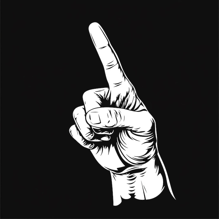 Foto een hand met een vinger die naar rechts wijst