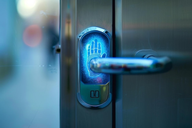 Een handdruklezer op een deurhandgreep voor toegang tot generatieve ai