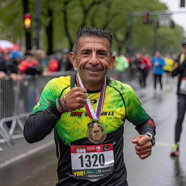 Een hardloper op een marathon