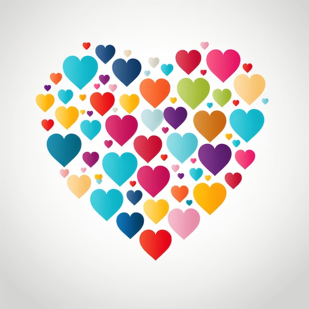 Een hart dat bestaat uit veel verschillende gekleurde harten
