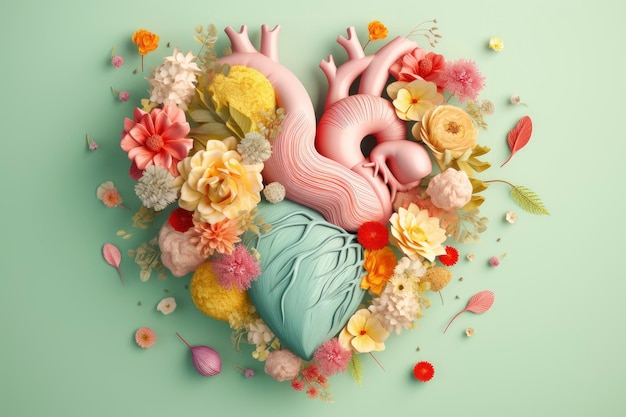 Een hart met bloemen en een hartje erop