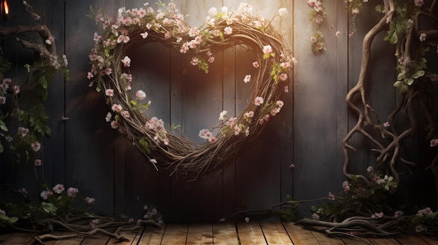 Een hart met bloemen in het midden.