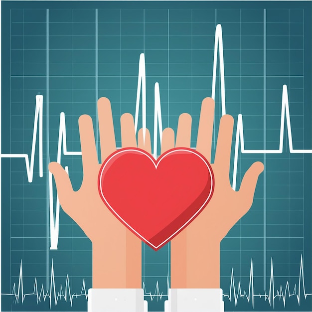 Een hart met een hart erop en een hand met een hart daarop.
