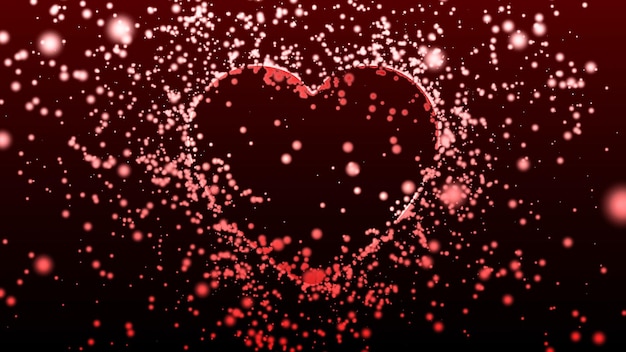 Foto een hart met een rode achtergrond en het woord liefde erop