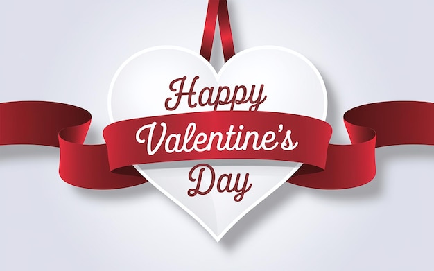 een hart met een rood lint dat zegt gelukkige valentines