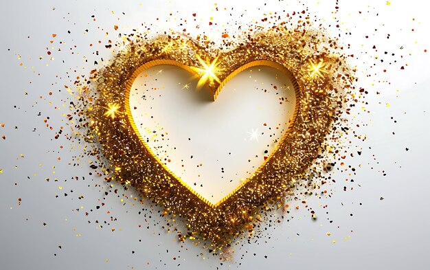 Foto een hart met gouden glitter en een hart dat liefde zegt