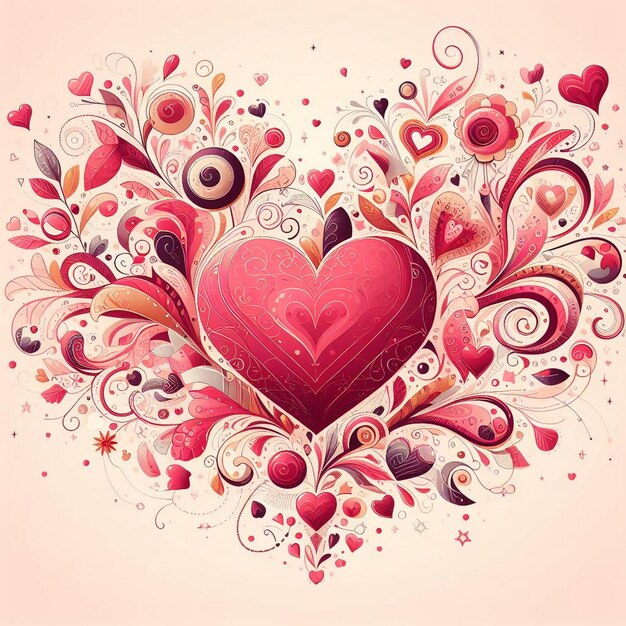 Foto een hart op een roze achtergrond en een roze hart met een roze bloempatroon