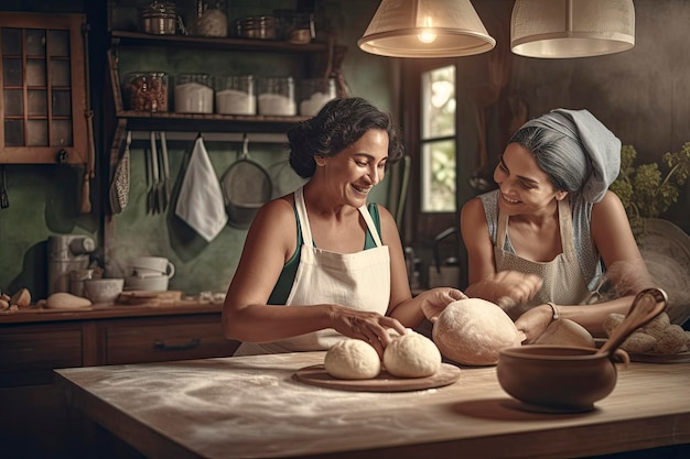 Foto een hartelijke bakles in een rustieke keuken