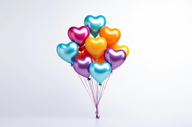 een hartvormig boeket van kleurrijke ballonnen die AI heeft gegenereerd