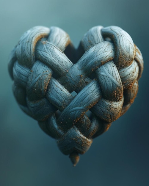Foto een hartvormige knoop die aan een touw hangt