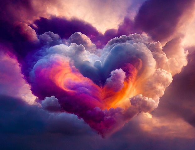 Foto een hartvormige wolk met het woord liefde erop