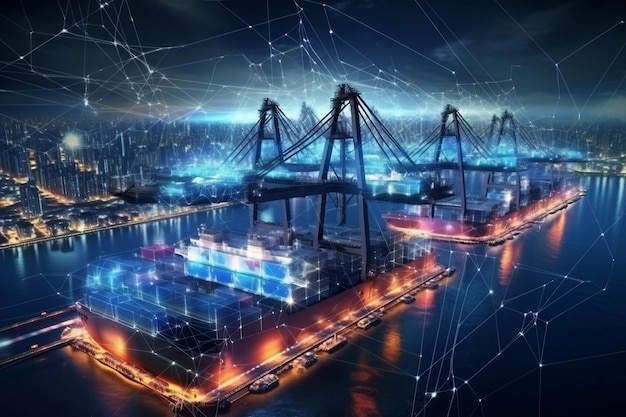 Een haven van mondiale connectiviteit met containers Generatieve Ai