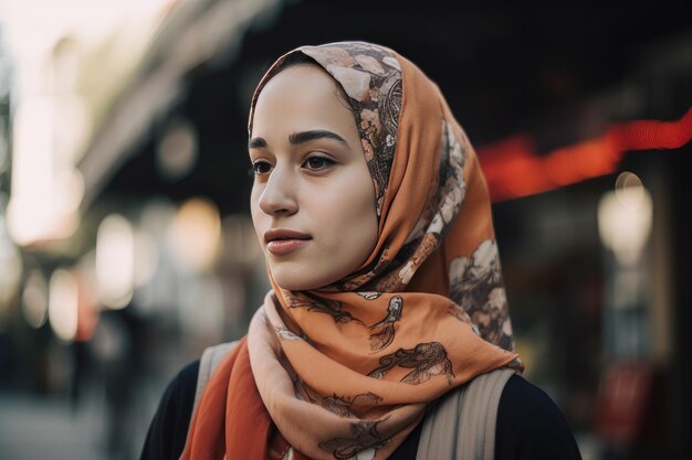 Een heel mooie jonge vrouw met een hijab die haar hoofd bedekt Generatieve AI