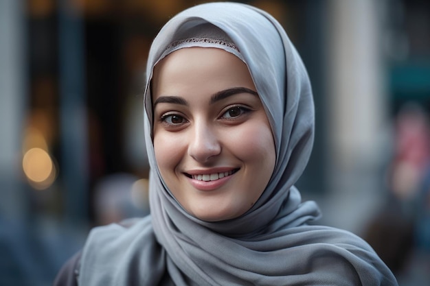 Een heel mooie jonge vrouw met een hijab die haar hoofd bedekt Generatieve AI