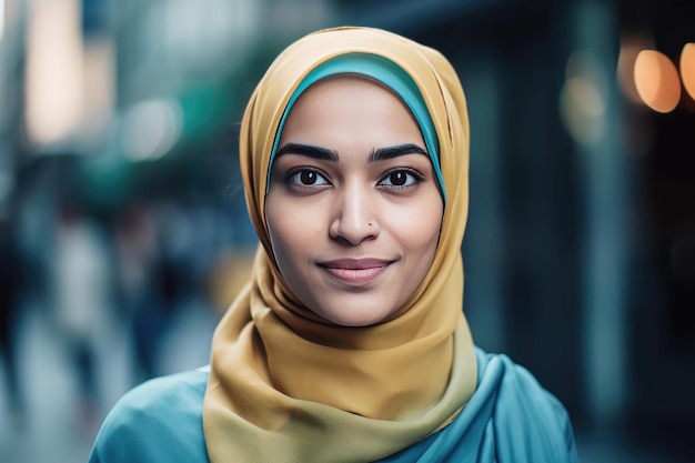 Een heel mooie jonge vrouw met een hijab die haar hoofd bedekt Generatieve AI
