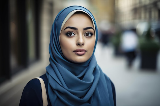 Een heel mooie jonge vrouw met een hijab die haar hoofd bedekt Generatieve AI