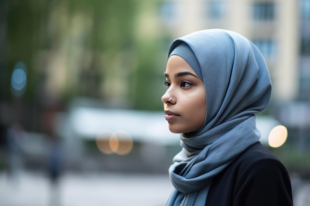 Een heel mooie jonge vrouw met een hijab die haar hoofd bedekt Generatieve AI