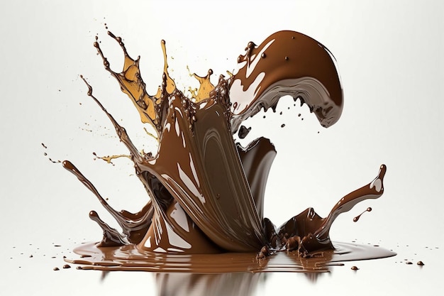 Een heerlijk smeltende chocolade splash Hot chocolate cacao of coffee splash Tasty of Chocolate day