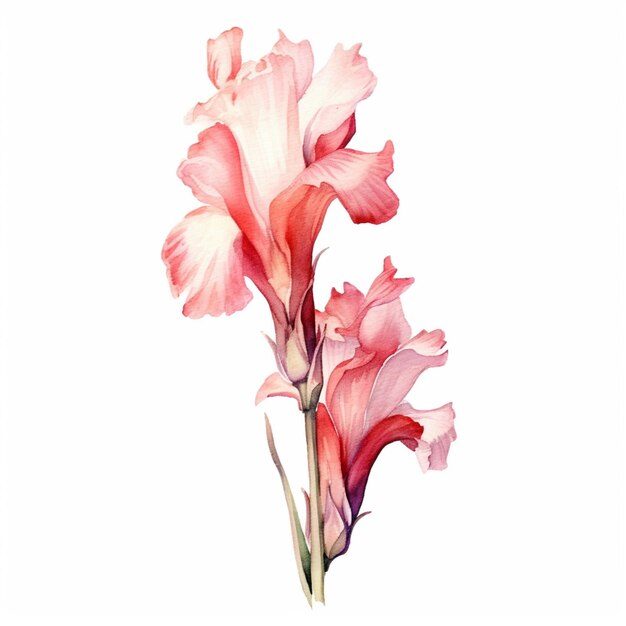 Een heerlijke aquarel afbeelding van een gladiolusbloem