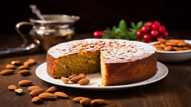 Een heerlijke honing en amandel taart een feestelijke delicatesse