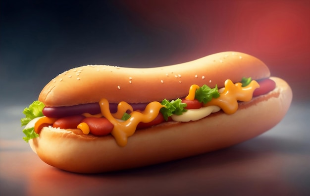 Een heerlijke hotdog Generatieve AI Illustratie