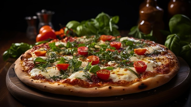 Een heerlijke pizza met tomaten basilicum en mozzarella kaas