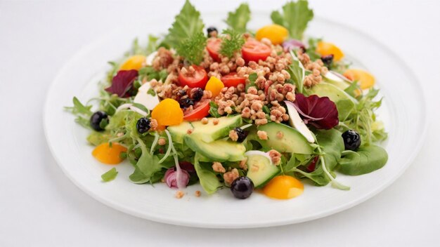 Foto een heerlijke salade op een witte achtergrond