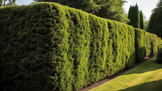 Foto een heg van struiken in een tuin