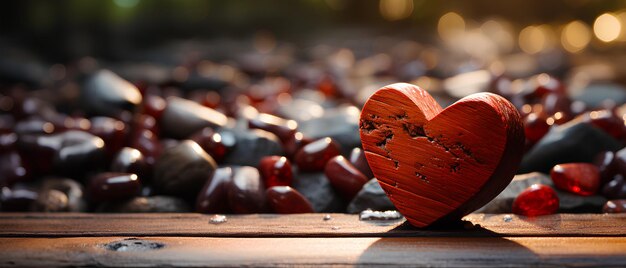 Foto een helder rood hart op oud hout vertegenwoordigt een tijdloze liefde. ook al is het oud, het ziet er nog steeds fris uit. aan de linkerkant is kopieerruimte voor het toevoegen van berichten voor valentijnsdag of huwelijkspresentatie.