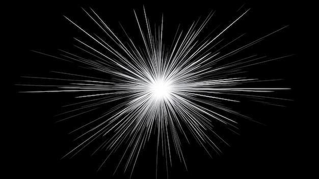 Een heldere stralende uitbarsting van licht op een zwarte achtergrond die energie en verlichting symboliseert