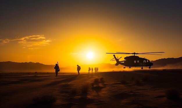 Een helikopter die in de lucht vliegt.