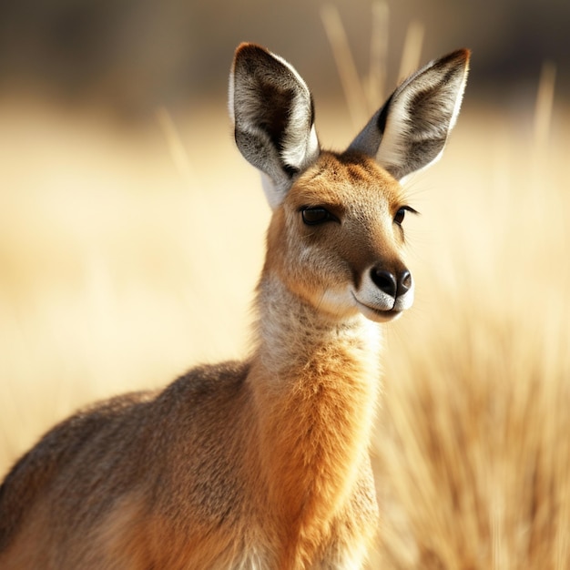 Een hert met een zwarte neus en een zwarte neus staat in een veld