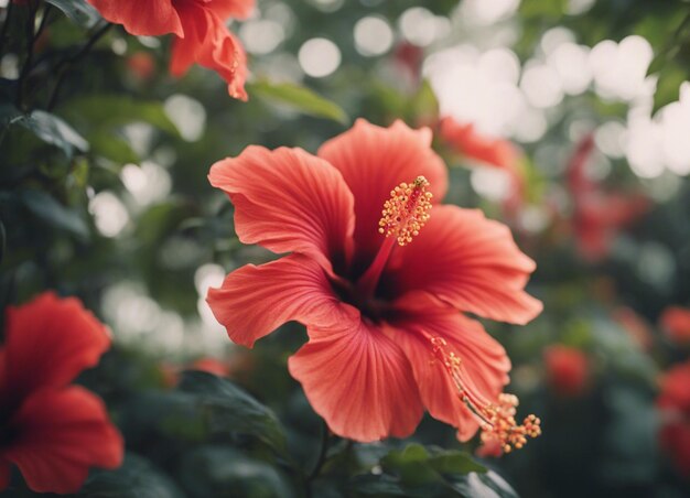 Een hibiscus bloeit