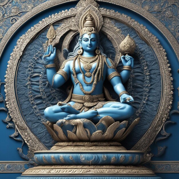 Een hindoegod Shiva blauw standbeeld witte achtergrond