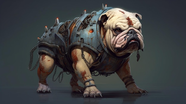 Een hond die een personage is uit het spel de hond is een personage uit het spel de hond is een bulldog