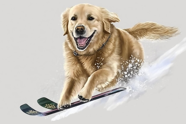 Een hond die met een ski rent