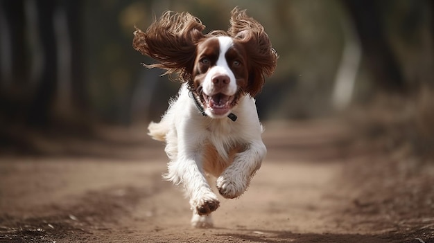 Een hond die met zijn oren wappert in de wind