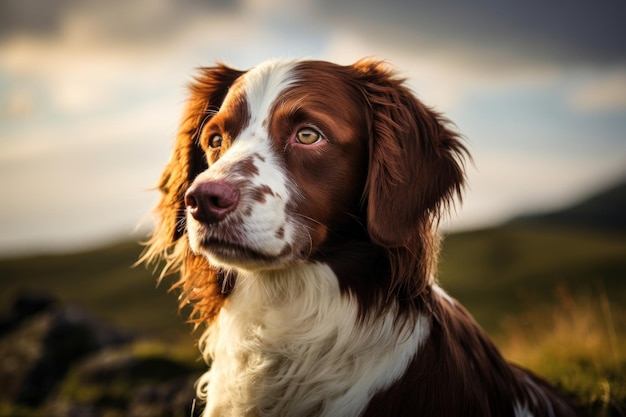 Een hond in de bergen.