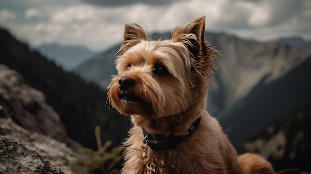 een hond in de bergen