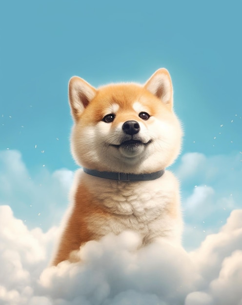 Een hond in de wolken
