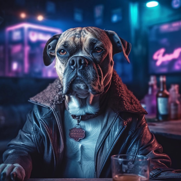Een hond in een nachtclub