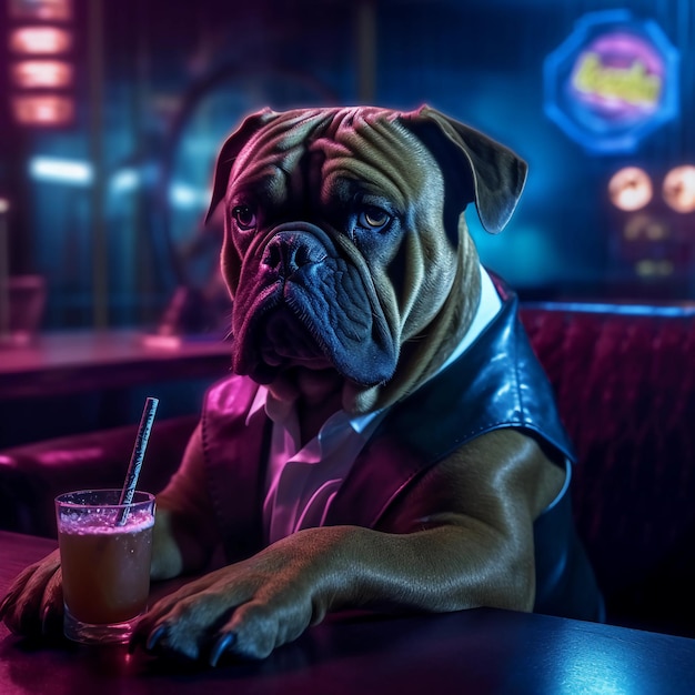 Een hond in een nachtclub