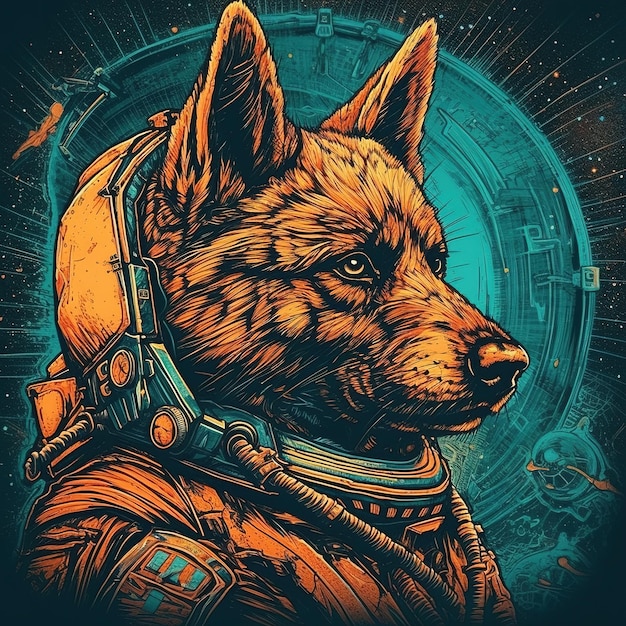 Een hond in een ruimtepak