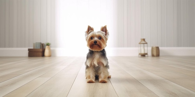 Een hond in een woonkamer