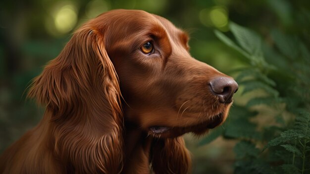 Een hond in het bos met op de voorkant het woord hond