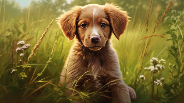 een hond in het gras